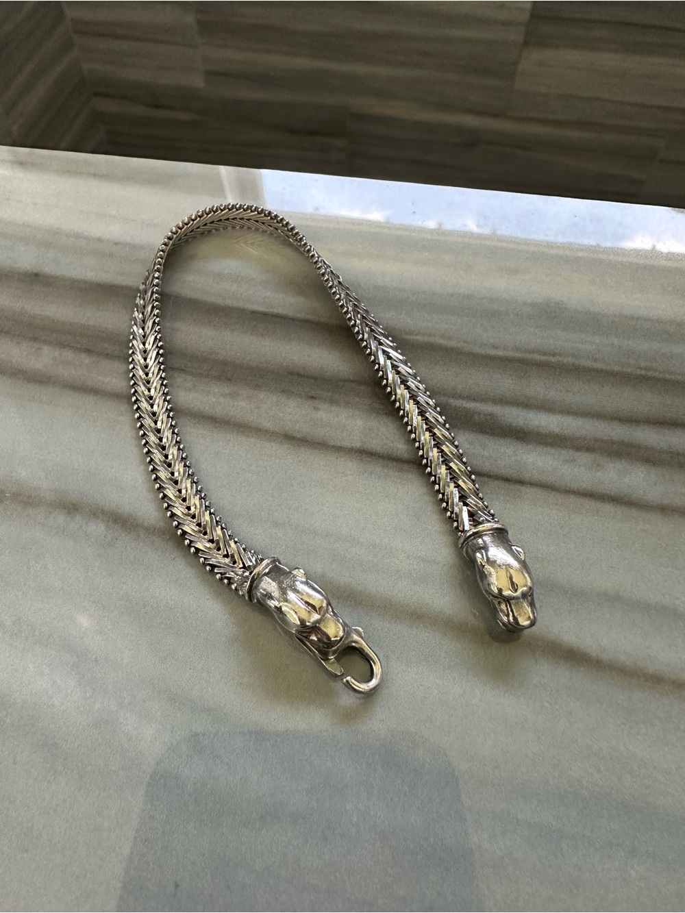 Milor Silver Panther Head Bracelet